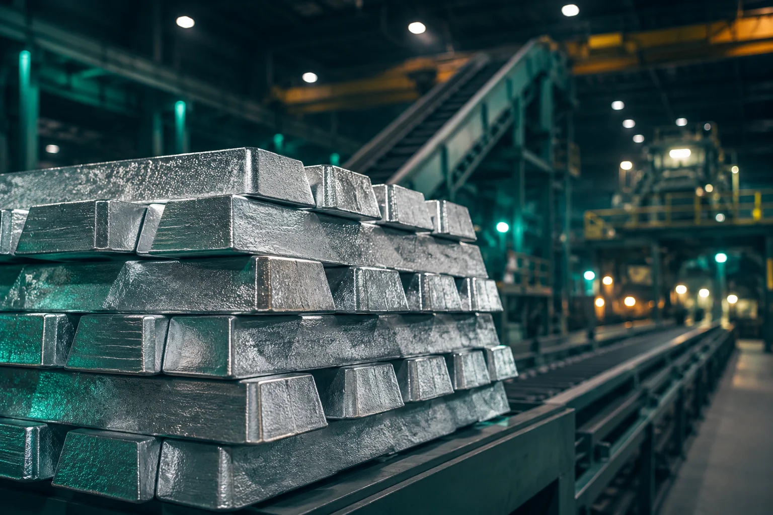 Stacked recycled Metal Ingots